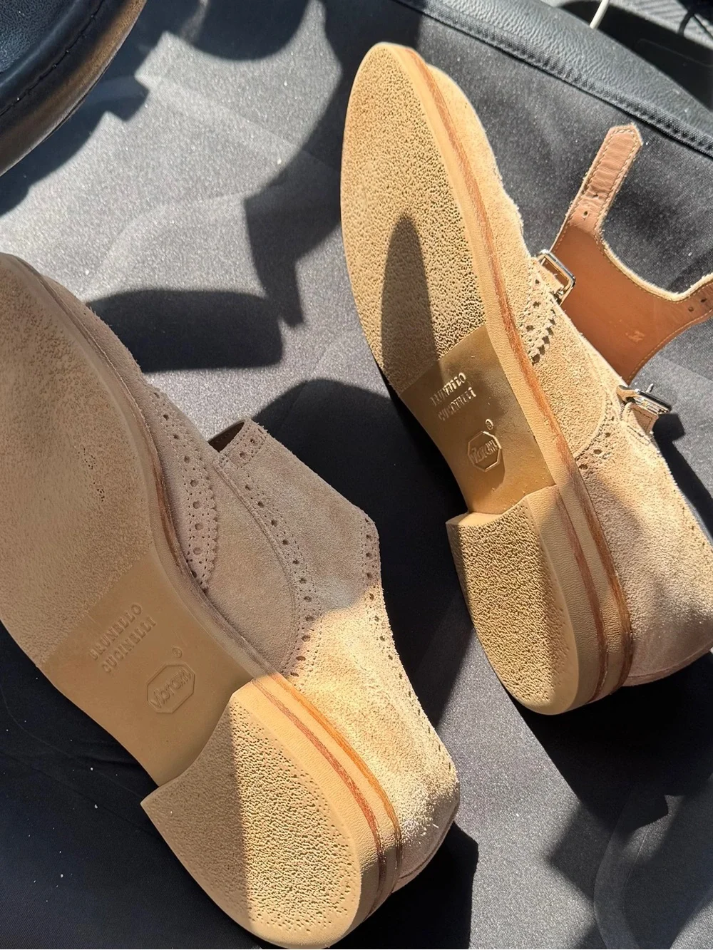 1300$ Brunello Cucinelli Tan Suede Double Monk Strap Brogues